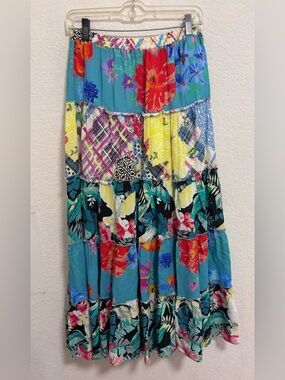 John mark multicolor patchwork floral skirt